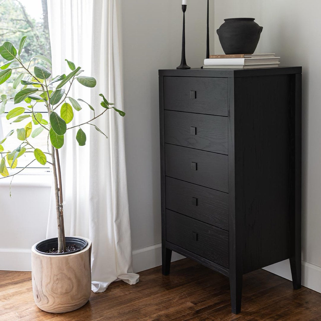 Hara 5 Drawer Tall Dresser - Black
