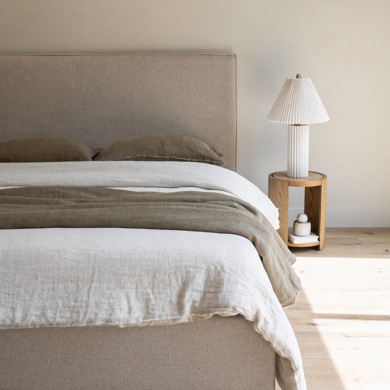 Julia King Bed - Light Fawn
