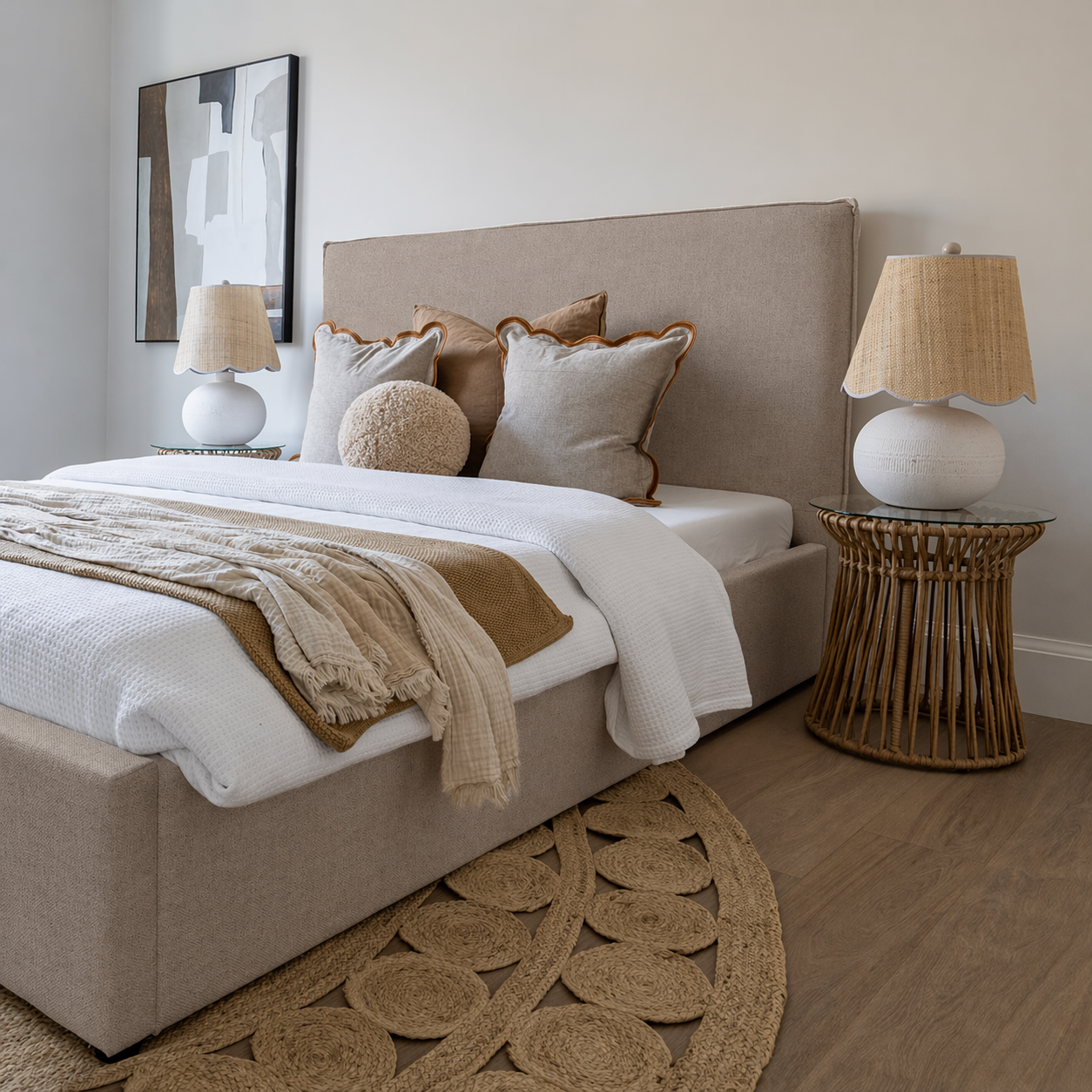 Julia King Storage Bed - Light Fawn