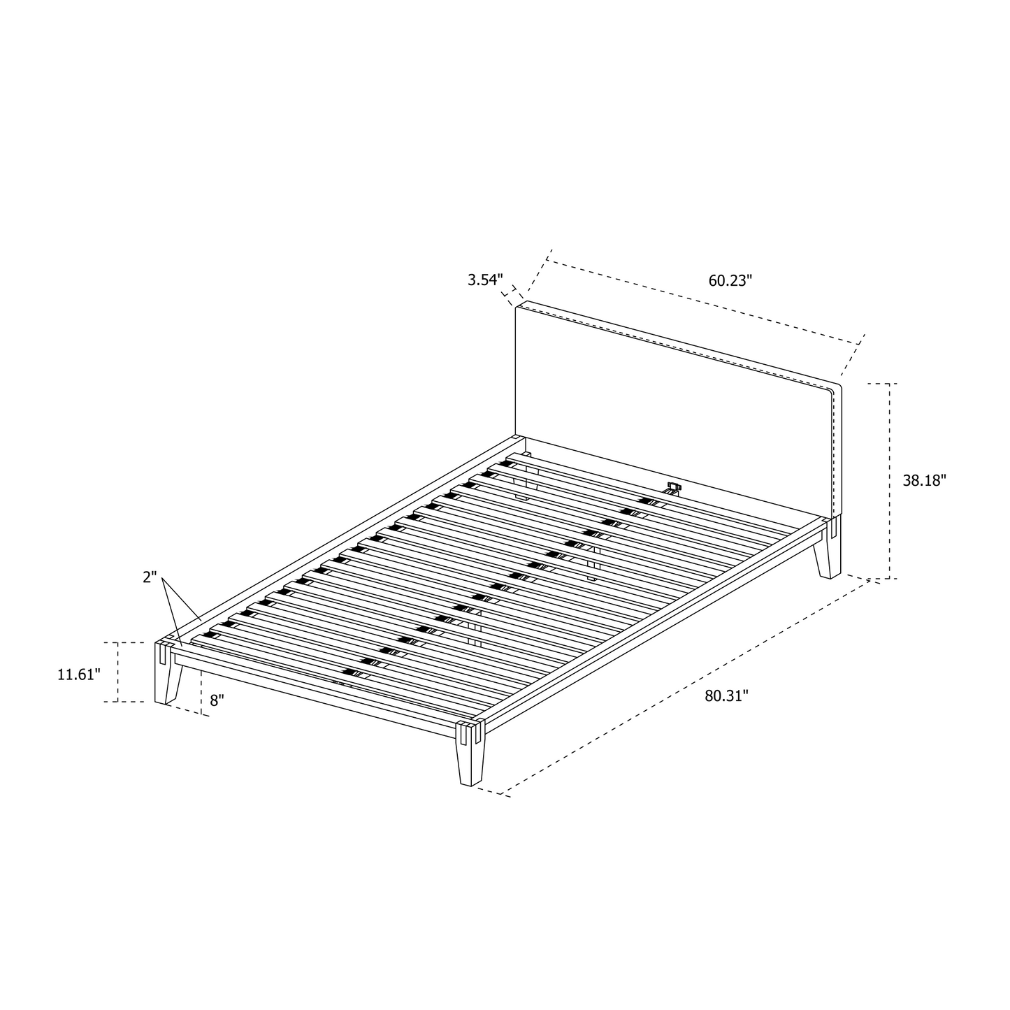 Luna Wood Tool-Free Double Bed - Coffee