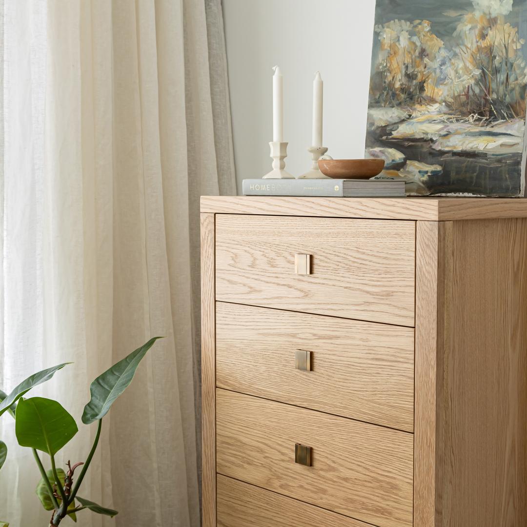Hara 5 Drawer Tall Dresser - Natural Oak