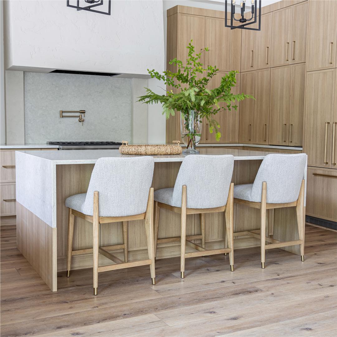Fawcett Counter Stool - Taupe Boucle - Blonde