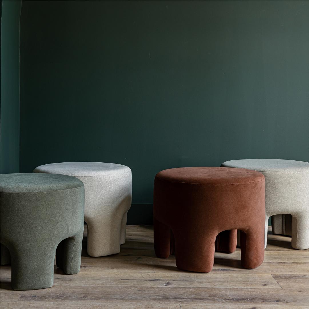 Ginger Ottoman - Velvet Natural