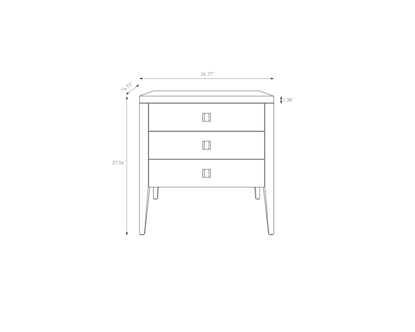 Hara 3 Drawer Dresser - White