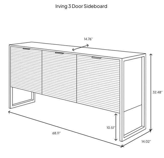 Irving 3 Door Sideboard - Natural