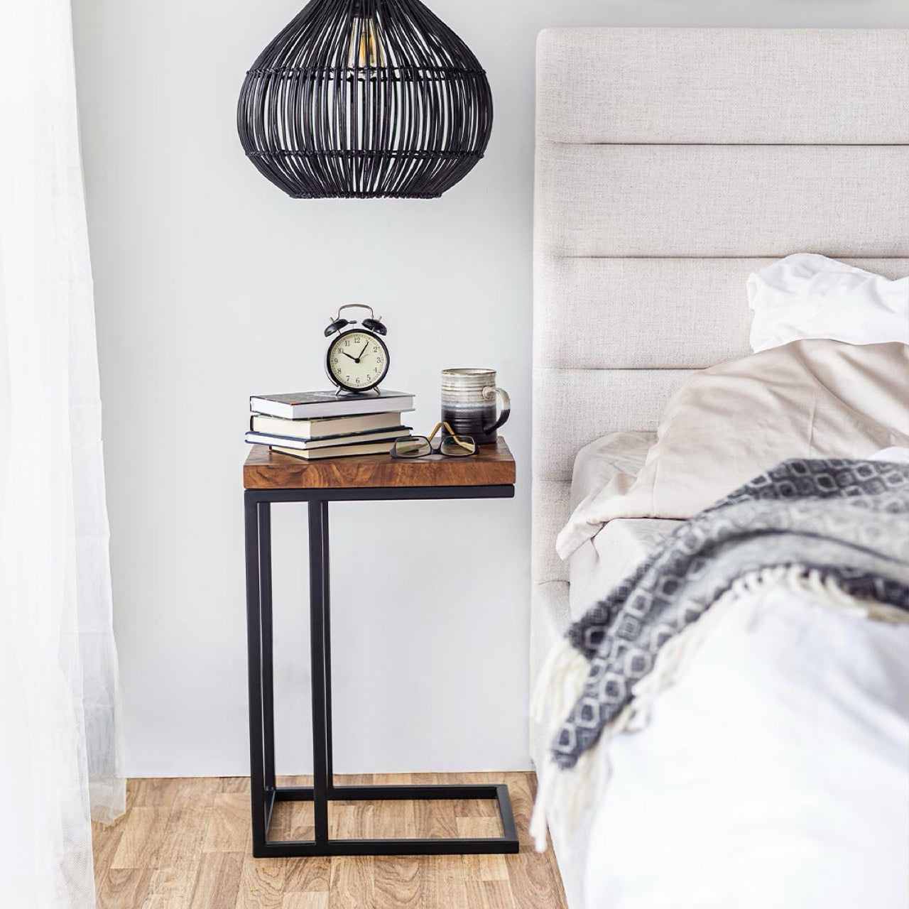 Justin King Bed Tall - Cream