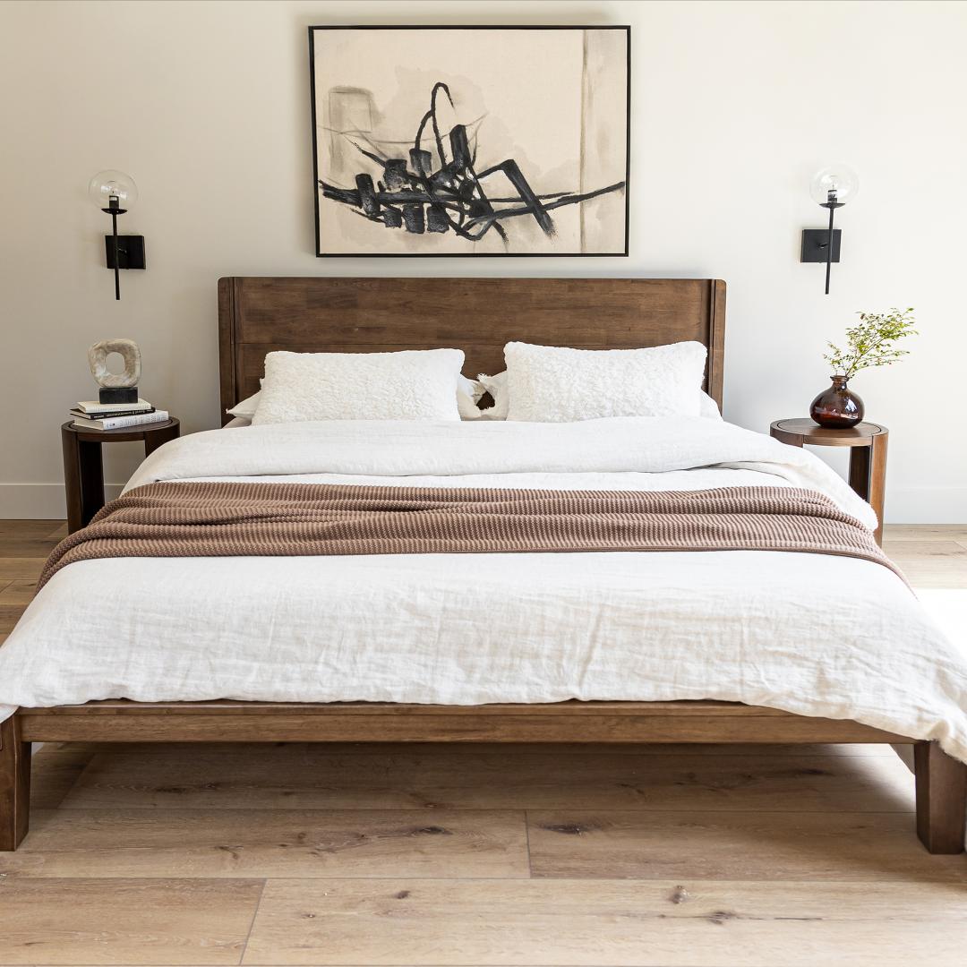 Luna Wood Tool-Free Double Bed - Coffee